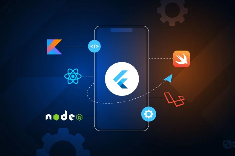 Developer working on custom Flutter app development for cross-platform Android and iOS applications, showcasing flexible and efficient code integration for mobile business solutions.