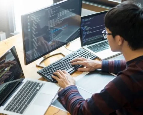 Custom iOS app development services highlighting secure, user-friendly apps for Apple devices, tailored to meet high industry standards.