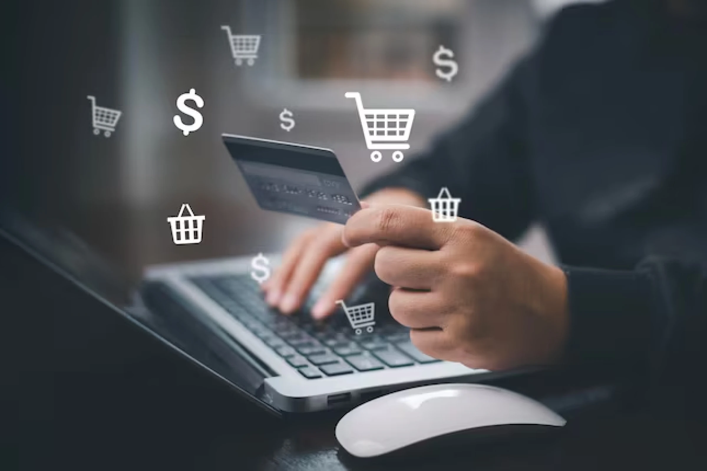 Custom mobile app development for e-commerce apps showing online shopping, secure payment processing, product catalog browsing, and order tracking