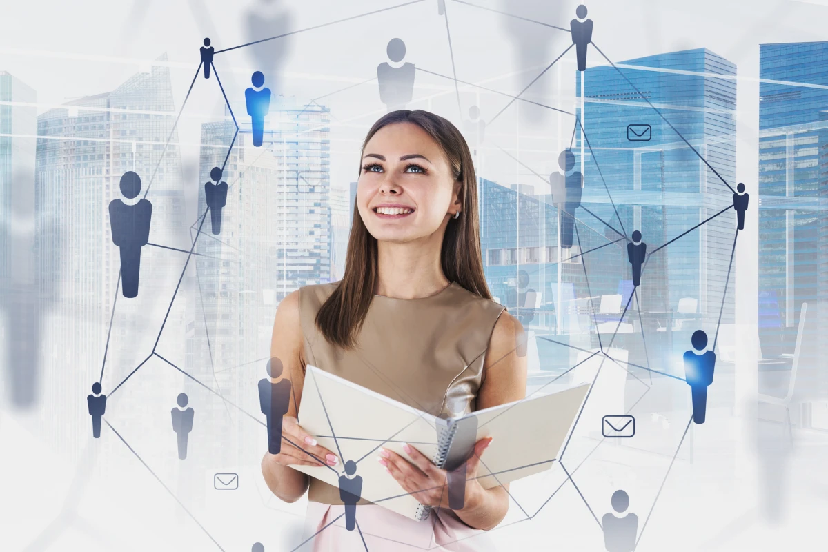 Professional using white label AI software for social networking platform with real-time messaging, user connections, and secure content sharing